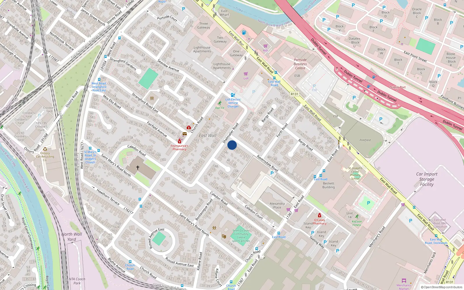 Overhead map showing the location of 73 Ravensdale Road, Dublin 3