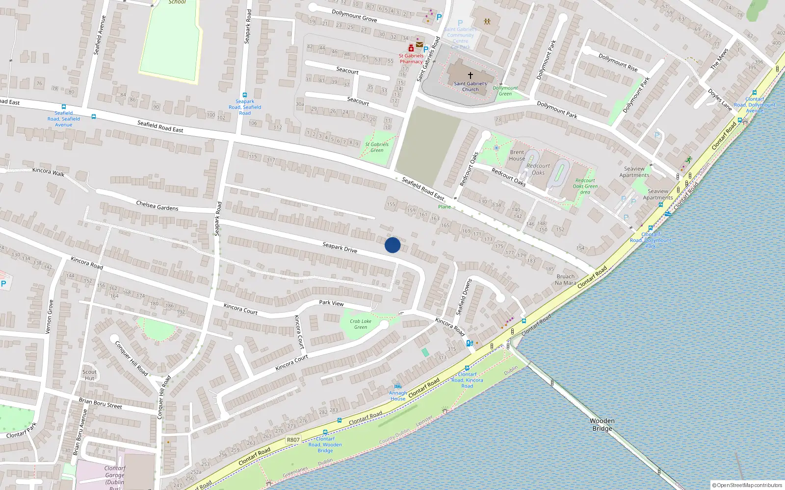 Overhead map showing the location of 73 Seapark Drive, Dublin 3