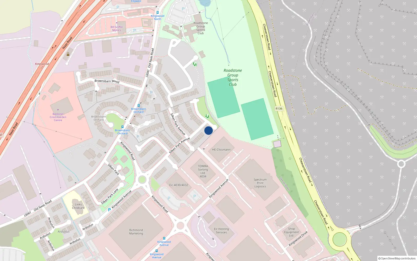 Overhead map showing the location of 73 Silken Park Avenue, Dublin 22