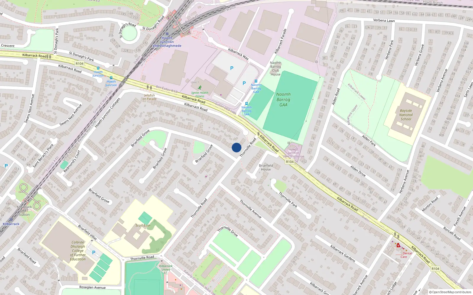 Overhead map showing the location of 73 Thornville Road, Dublin 5