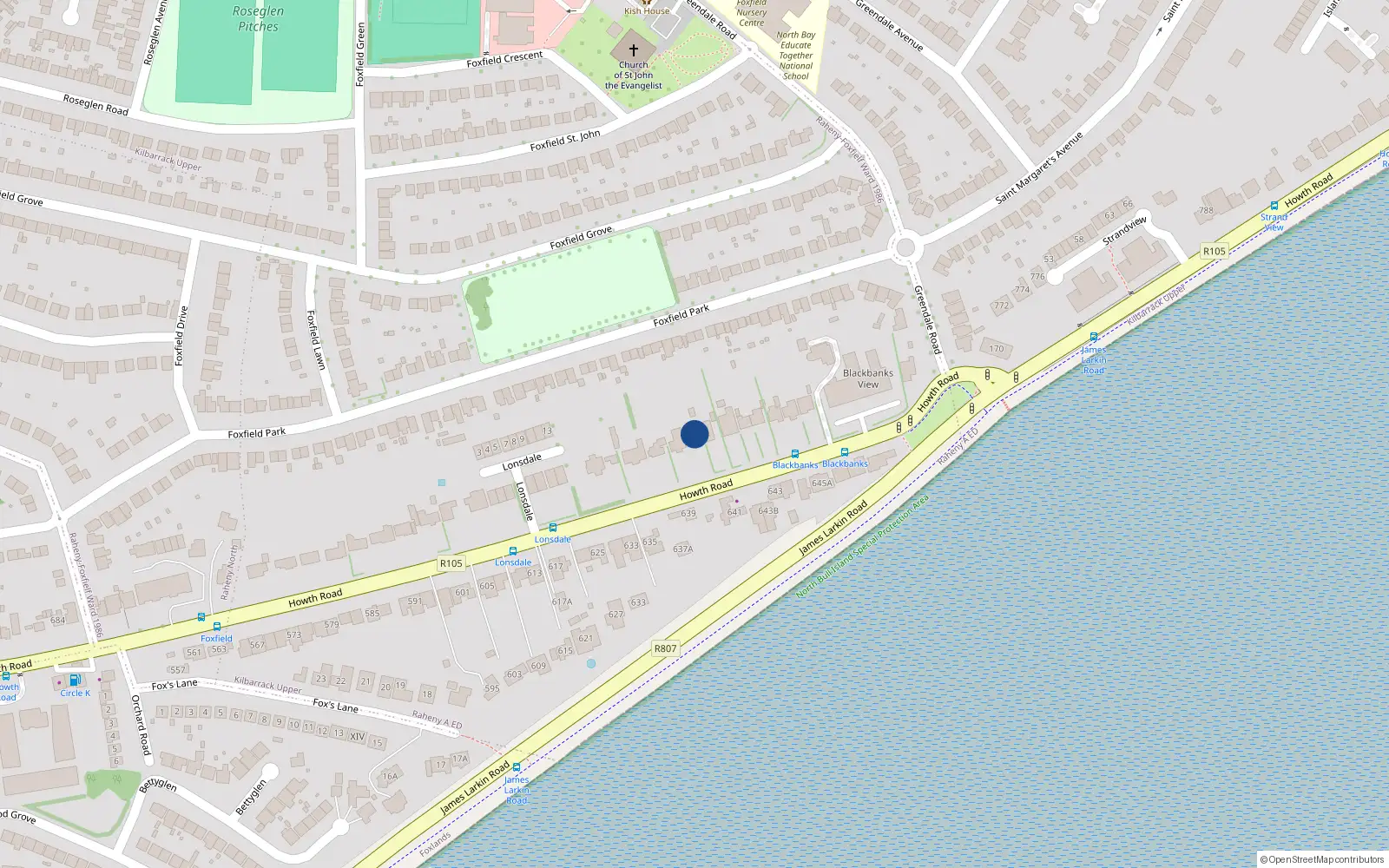 Overhead map showing the location of 738 Howth Road, Dublin 5