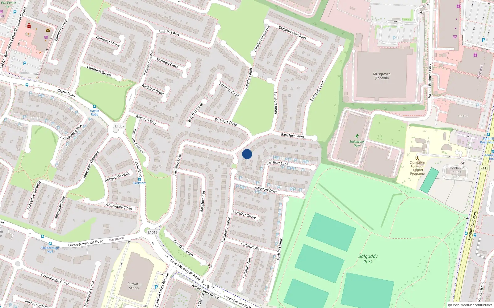 Overhead map showing the location of 74, 74 Earlsfort Road, Lucan