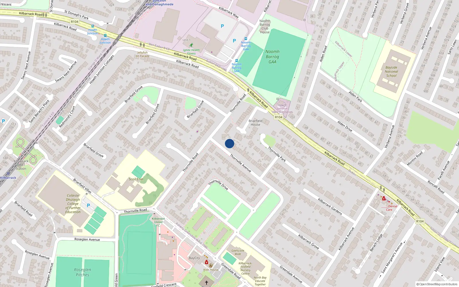 Overhead map showing the location of 74 Thornville Avenue, Dublin 5