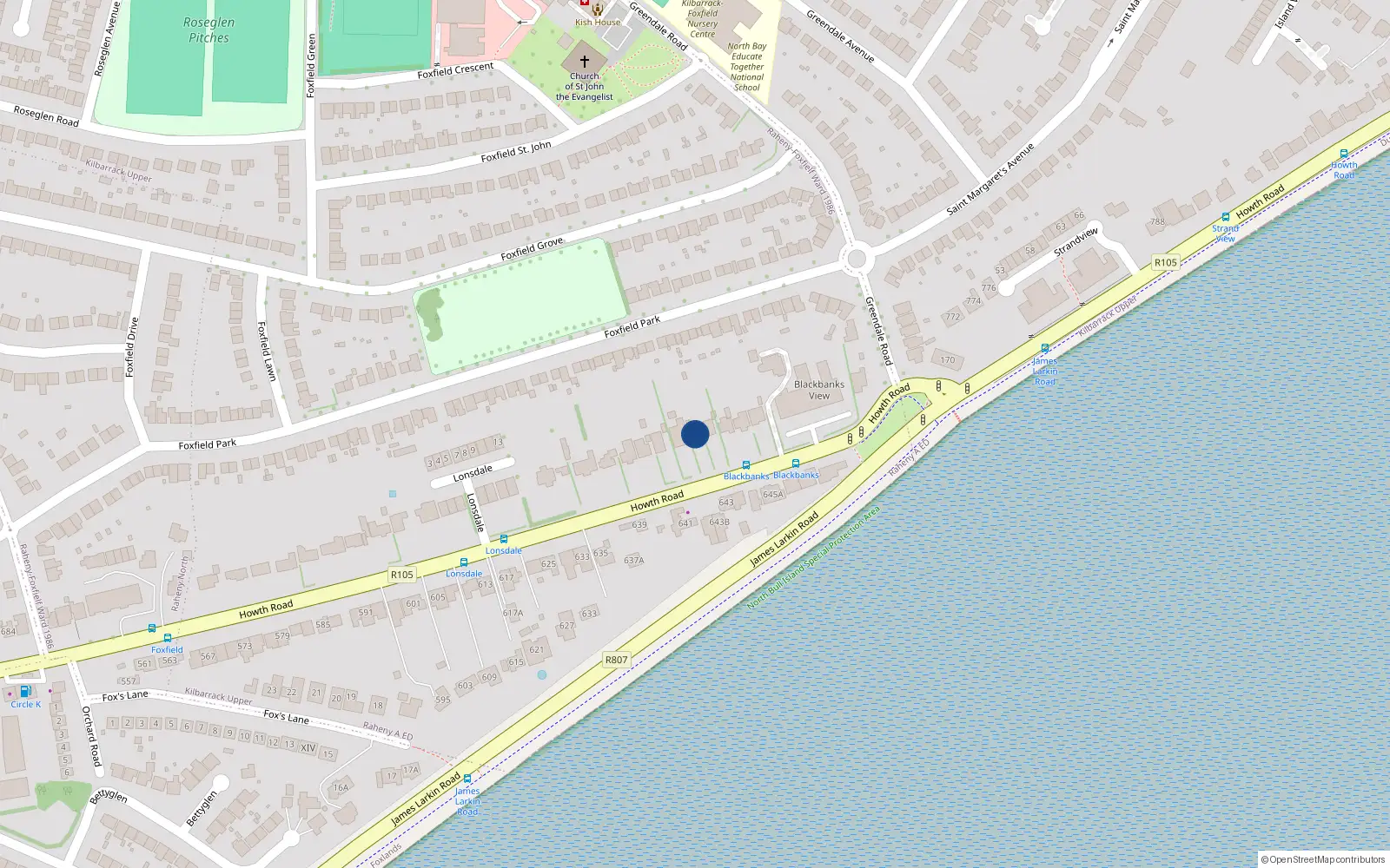 Overhead map showing the location of 744 Howth Road, Dublin 5