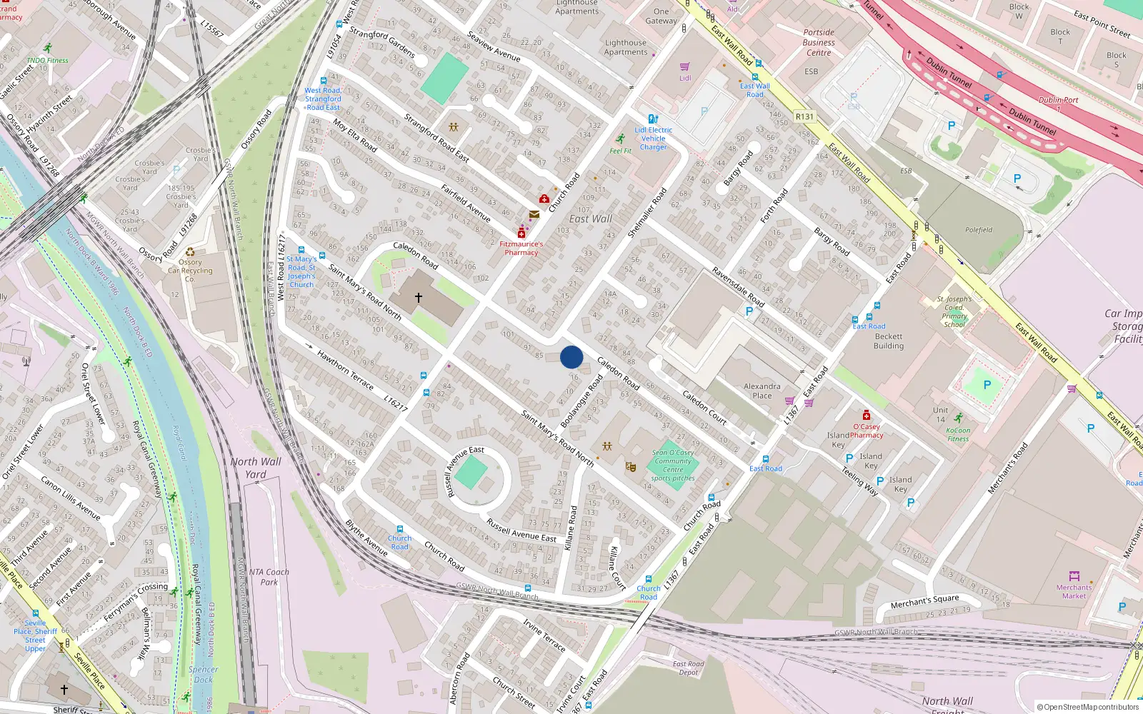 Overhead map showing the location of 75 Caledon Road, Dublin 3