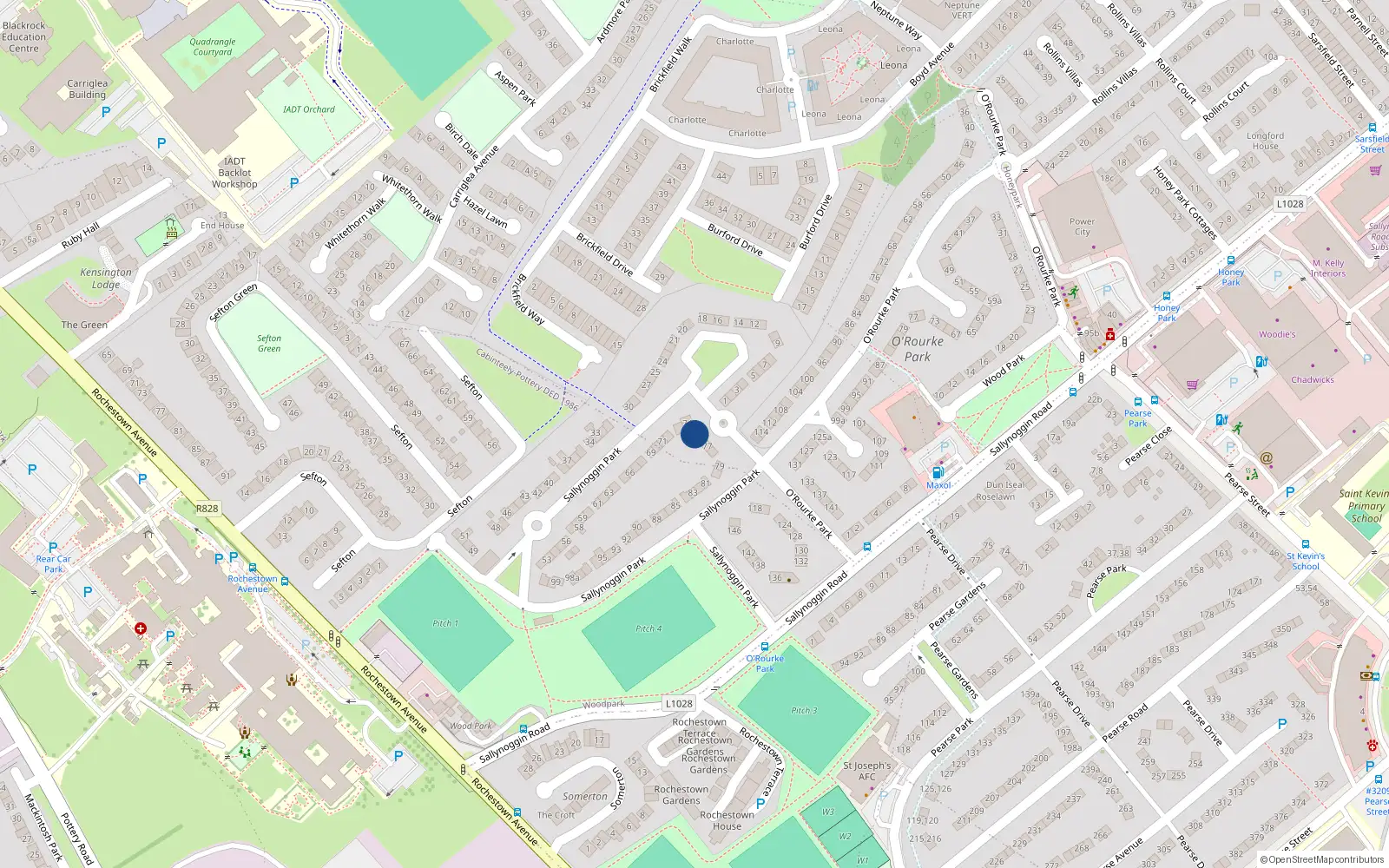 Overhead map showing the location of 75 Sallynoggin Park, Dun Laoghaire, Dublin