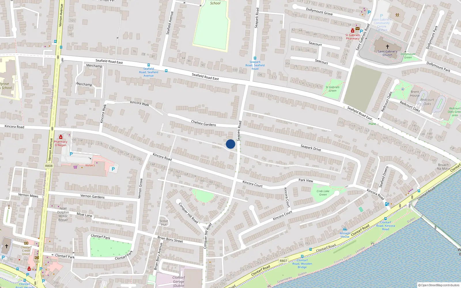 Overhead map showing the location of 75 Seapark Road, Dublin 3
