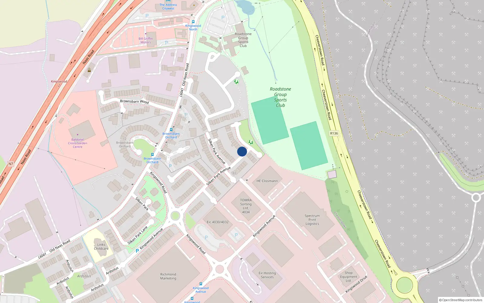 Overhead map showing the location of 75 Silken Park Avenue, Dublin 22