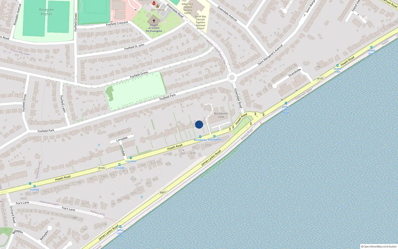 Overhead map showing the location of 750 Howth Road, Dublin 5