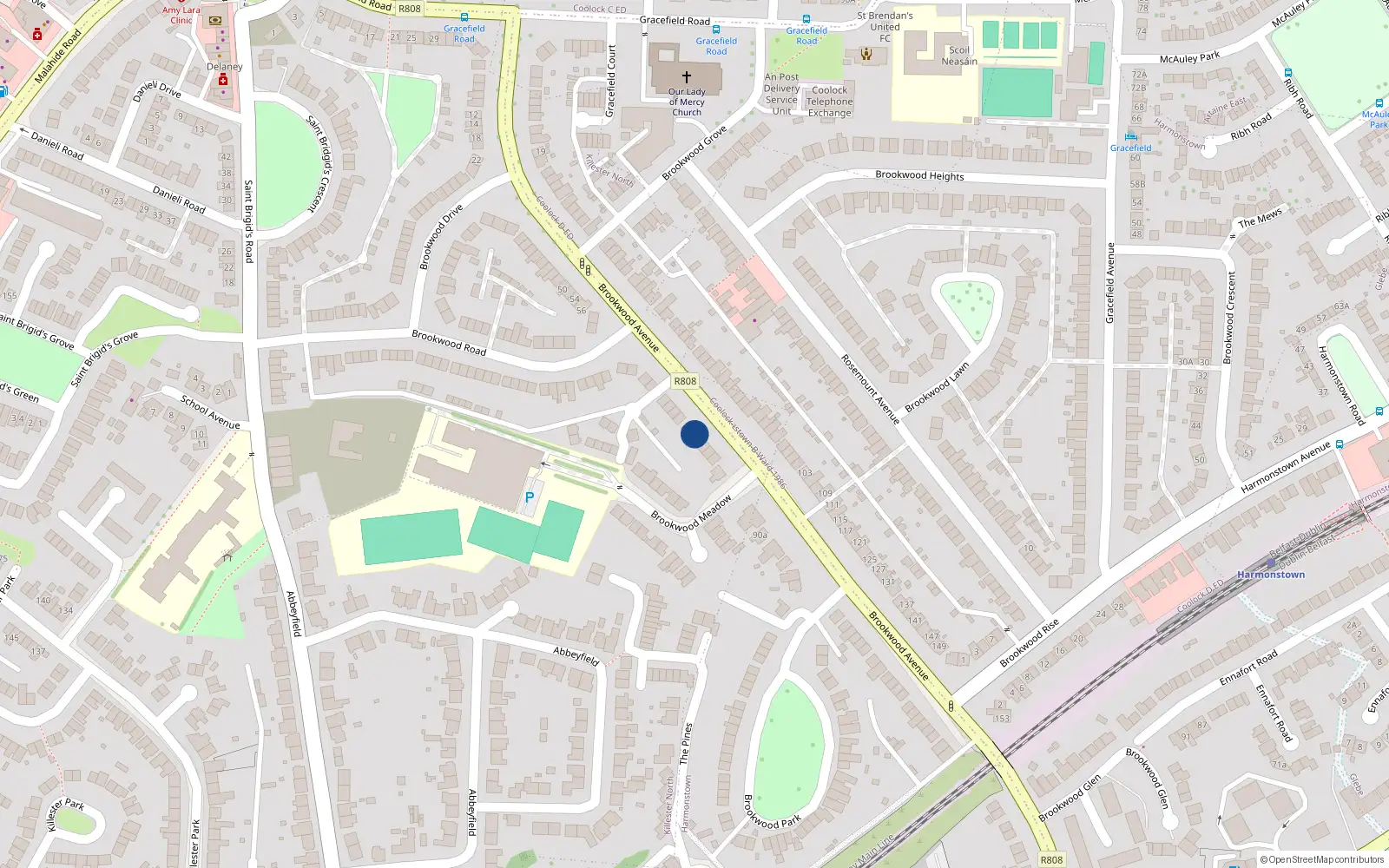 Overhead map showing the location of 76 Brookwood Avenue, Artane, Dublin 5