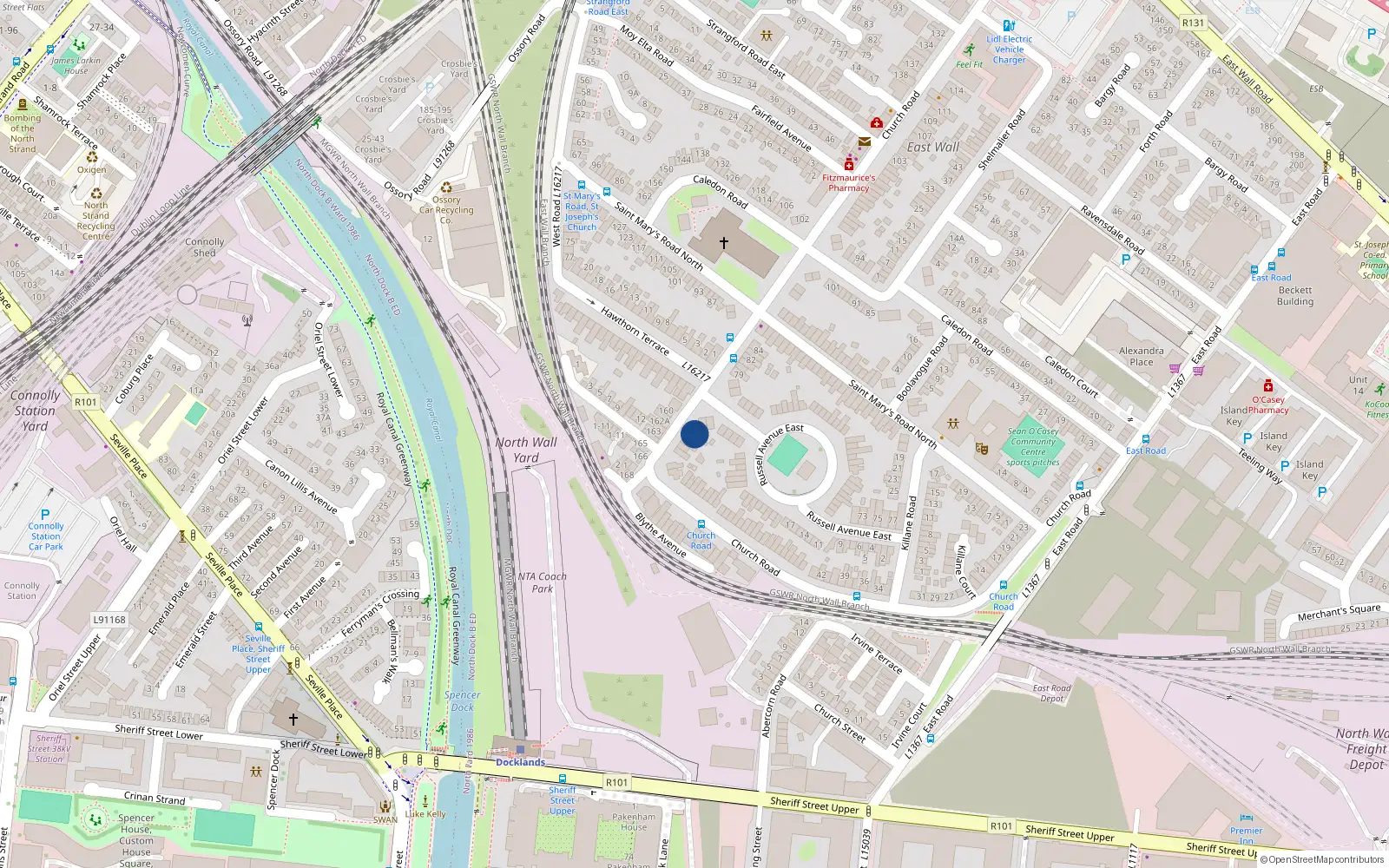 Overhead map showing the location of 76 Church Road, Dublin 3