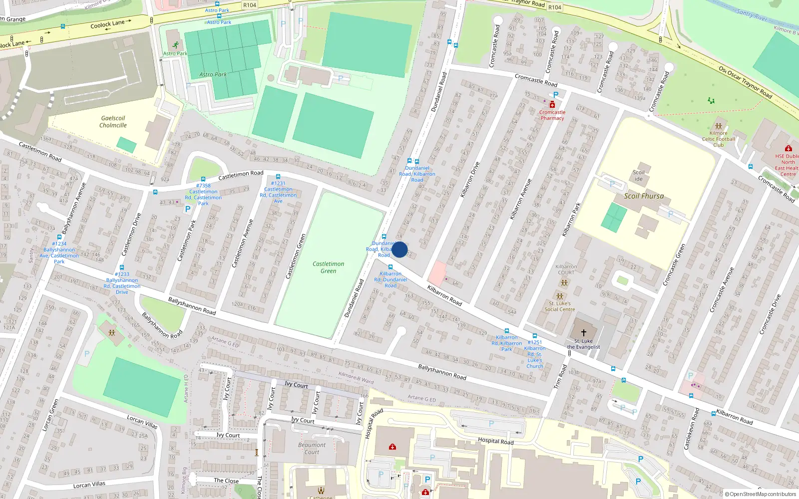 Overhead map showing the location of 76 Kilbarron Road, Dublin 5