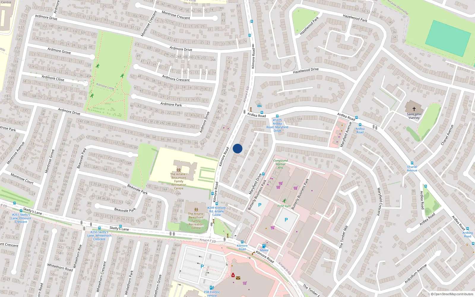 Overhead map showing the location of 76 Kilmore Road, Artane, Dublin 5