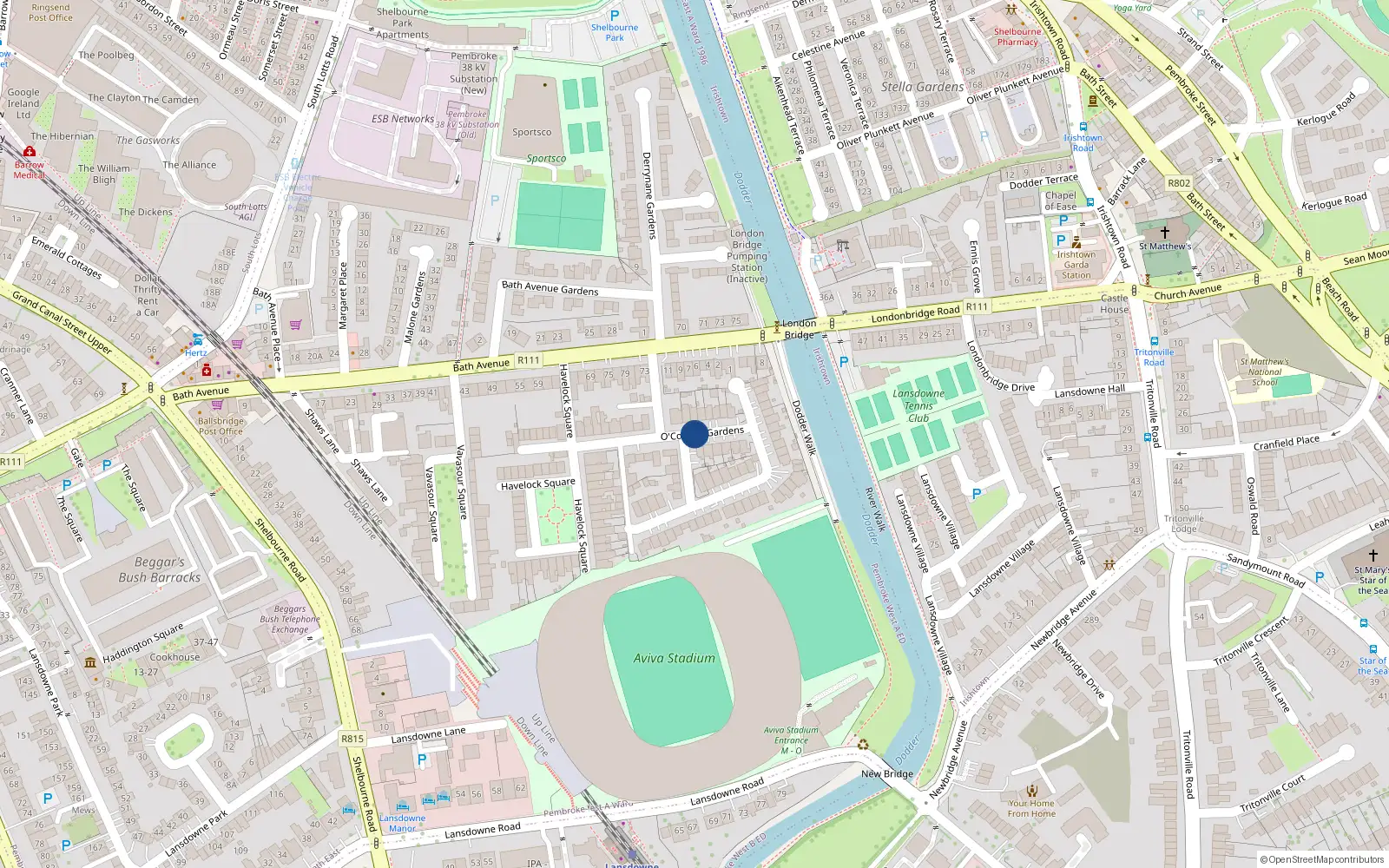 Overhead map showing the location of 76 O'Connell Gardens, Dublin