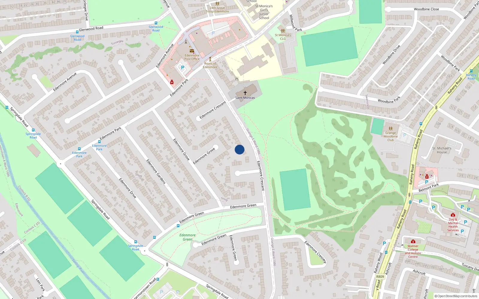 Overhead map showing the location of 77 Edenmore Crescent, Dublin 5
