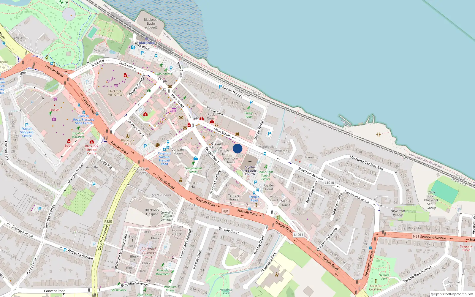 Overhead map showing the location of 77 Main Street, Blackrock