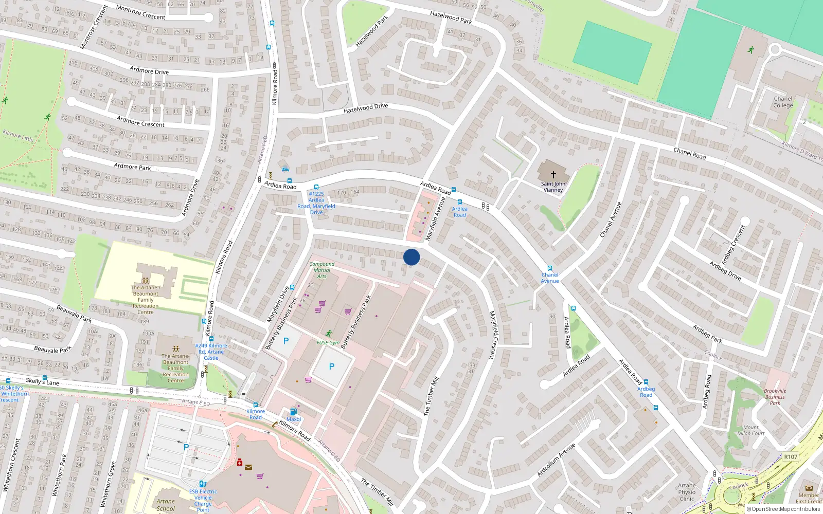 Overhead map showing the location of 77 Maryfield Crescent, Dublin 5