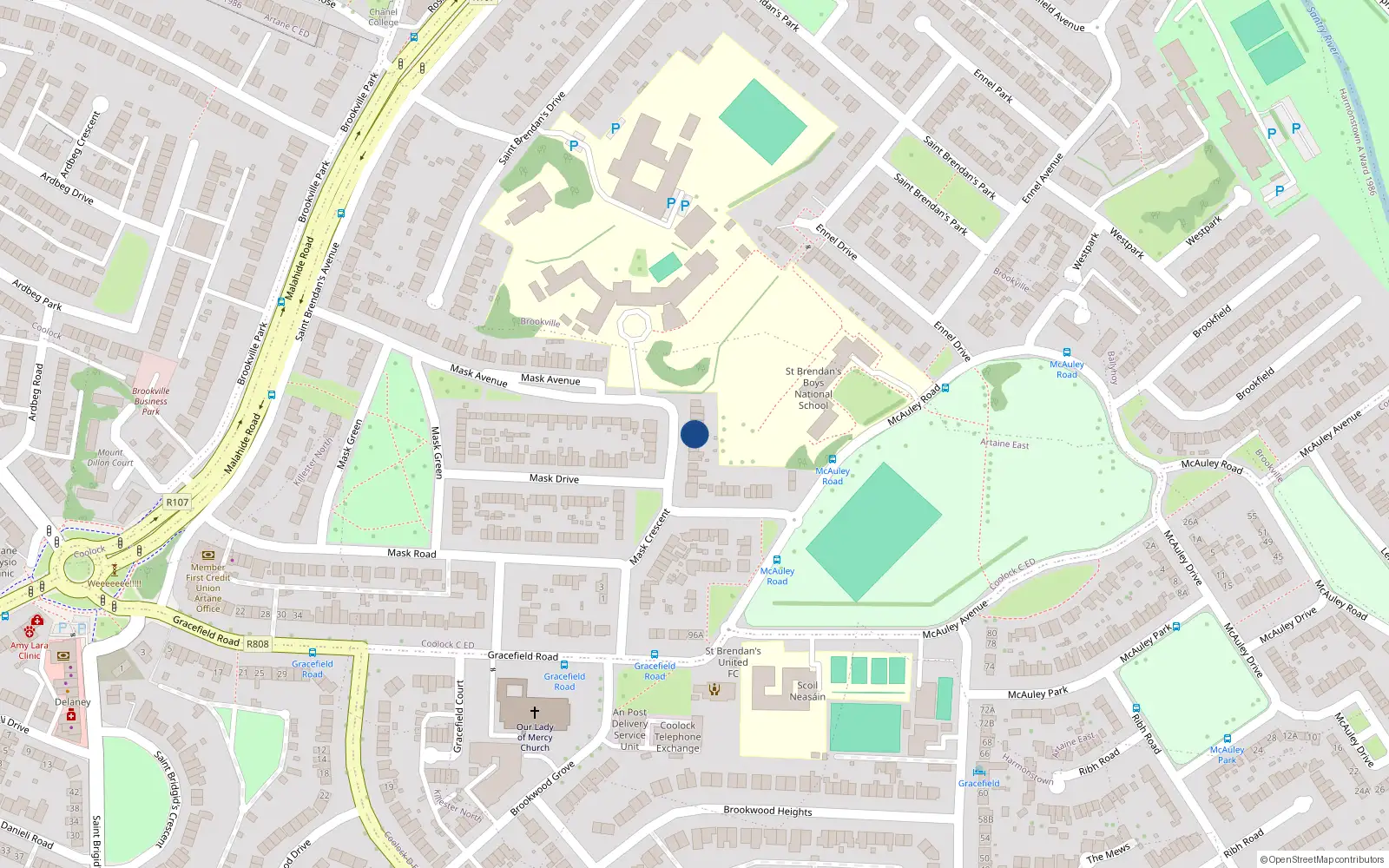 Overhead map showing the location of 77 Mask Avenue, Dublin 5