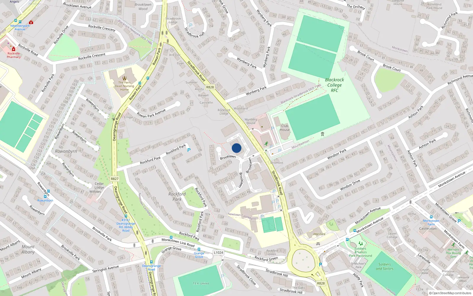 Overhead map showing the location of 77 Rockford Manor, Stradbrook Road, Blackrock
