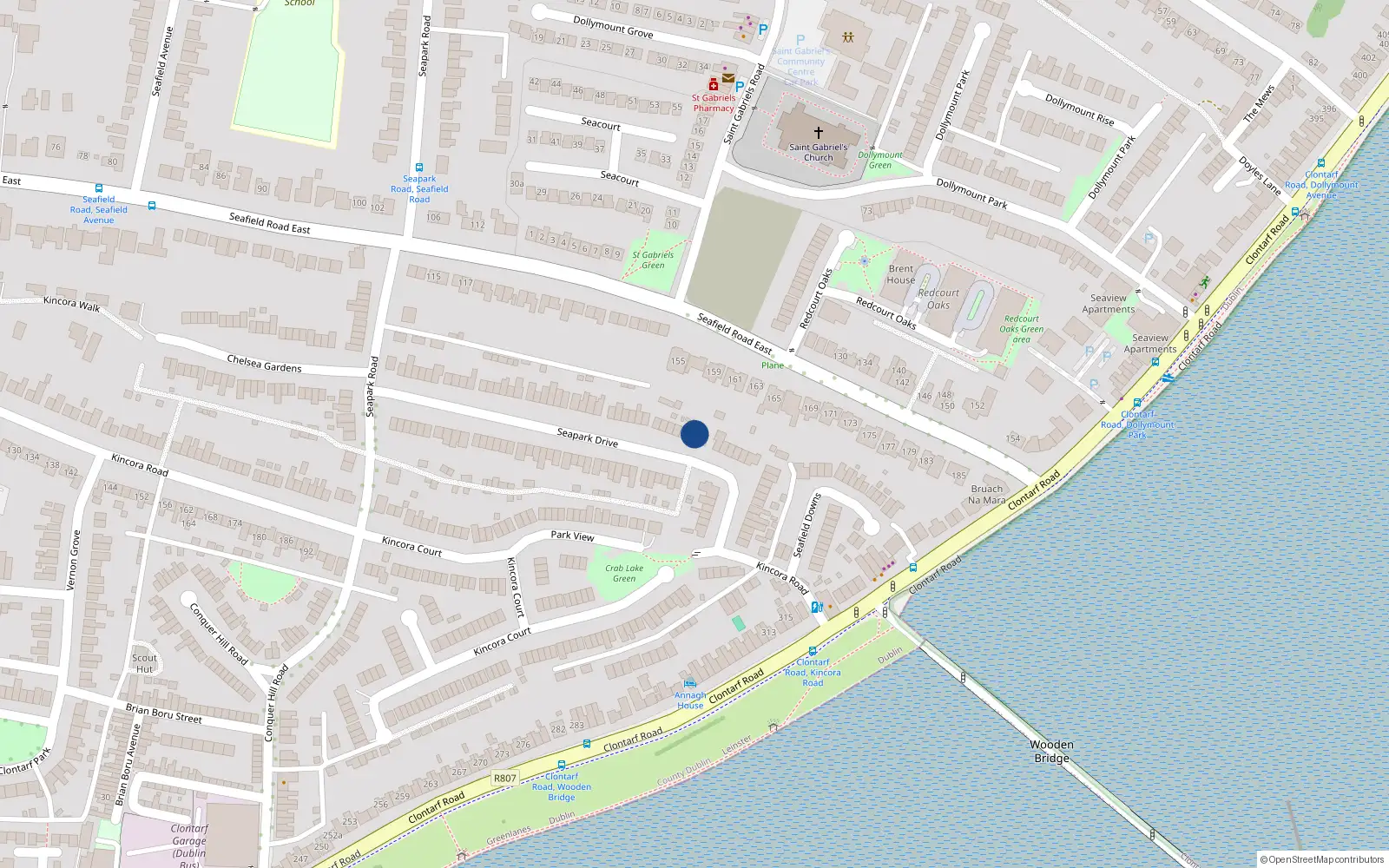 Overhead map showing the location of 77 Seapark Drive, Dublin 3