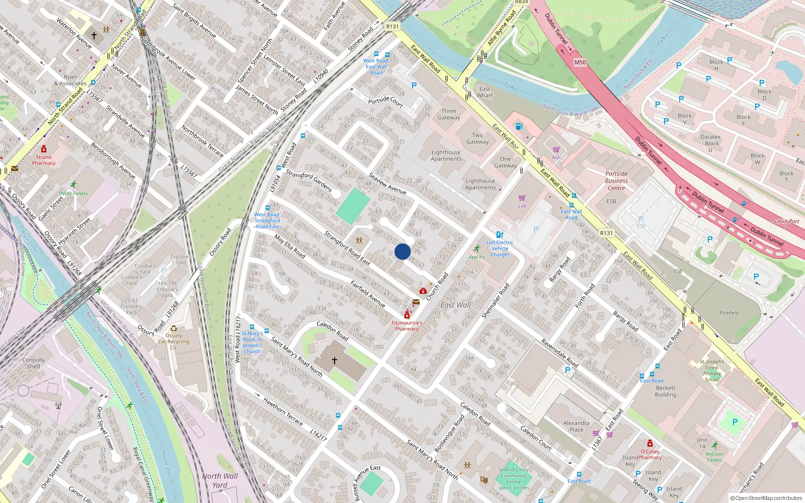 Overhead map showing the location of 77 Seaview Avenue East, Dublin 3