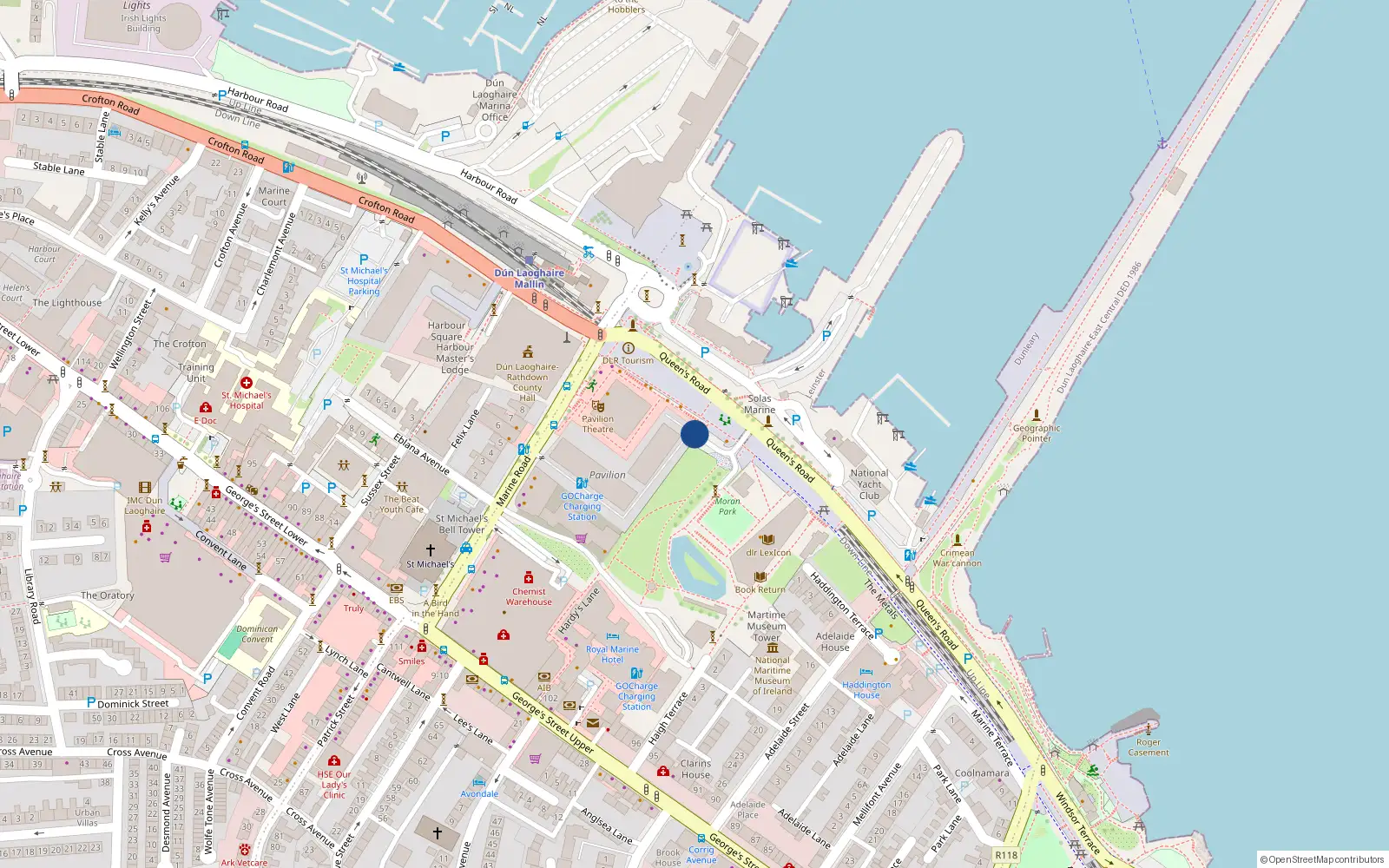 Overhead map showing the location of 77 the Pavilion, Dunlaoghaire, Dublin