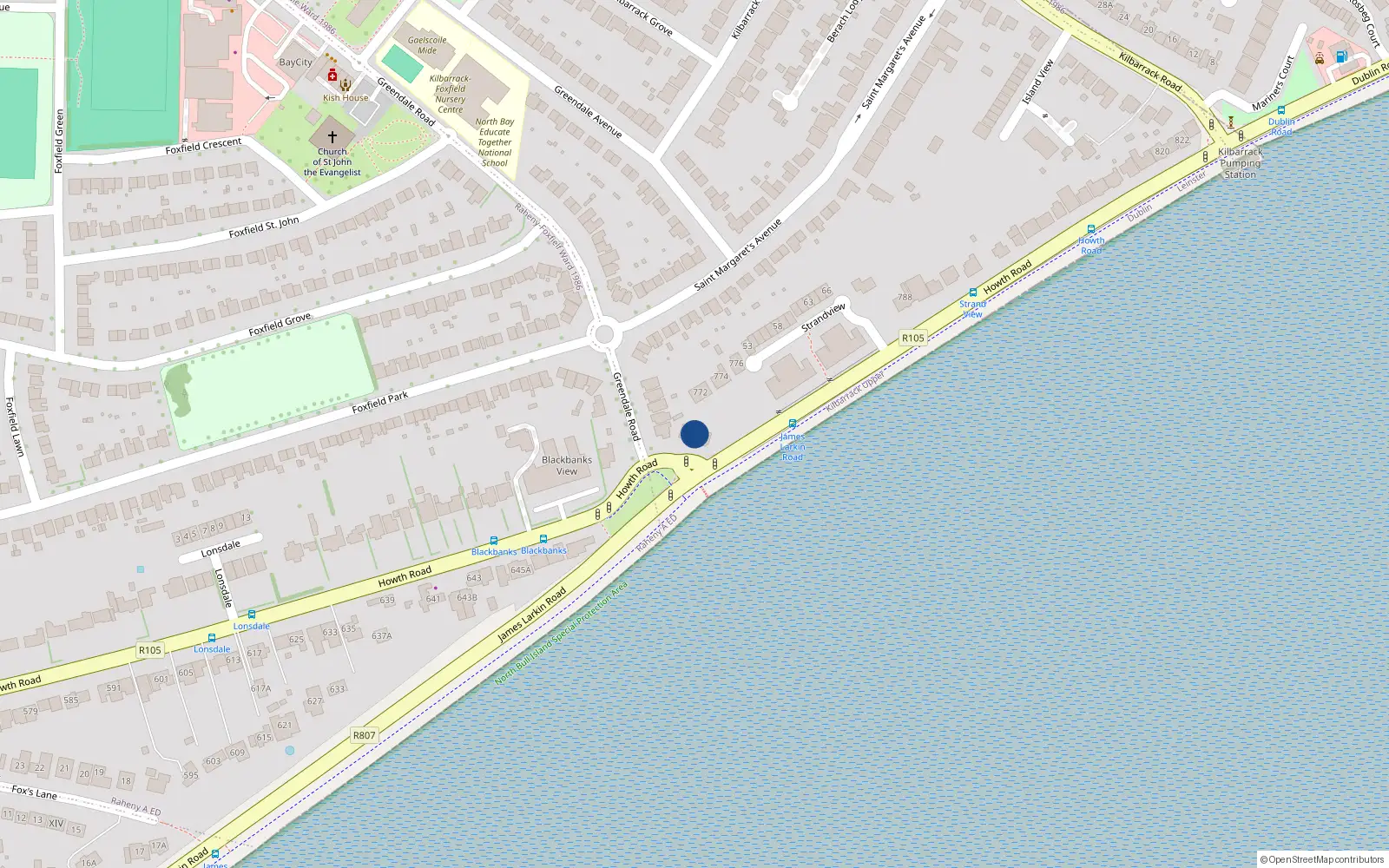 Overhead map showing the location of 770 Howth Road, Dublin 5