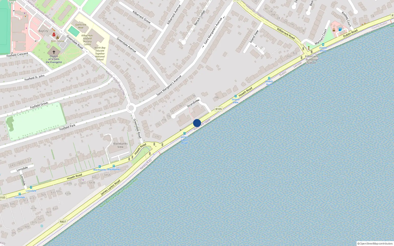 Overhead map showing the location of 782 Howth Road, Dublin