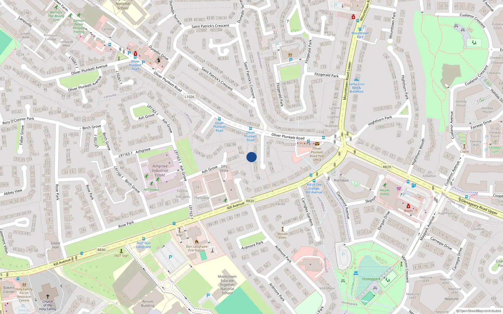 Overhead map showing the location of 7A Saint Patrick's Terrace, Dublin