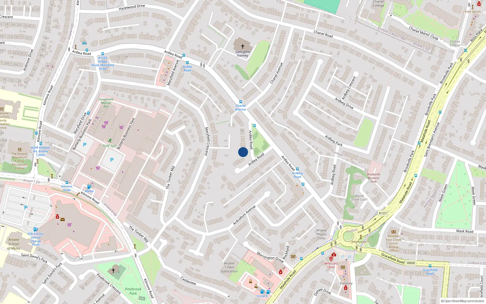 Overhead map showing the location of 78 Ardlea Road, Dublin 5