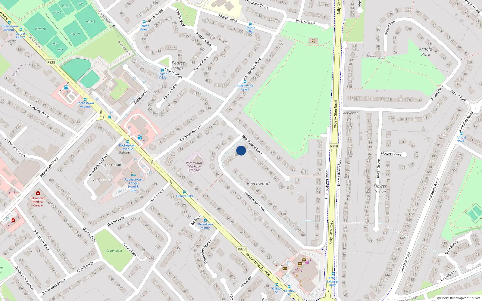 Overhead map showing the location of 78 Beechwood Lawn, Dun Laoghaire, Dublin