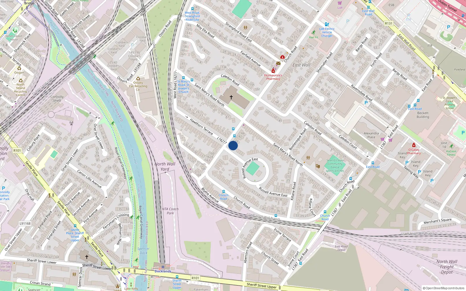 Overhead map showing the location of 78 Church Road, Dublin 3