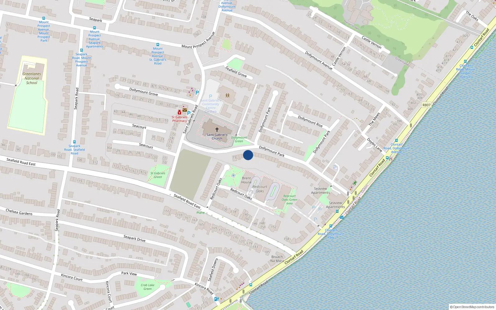 Overhead map showing the location of 78 Dollymount Park, Dublin 3