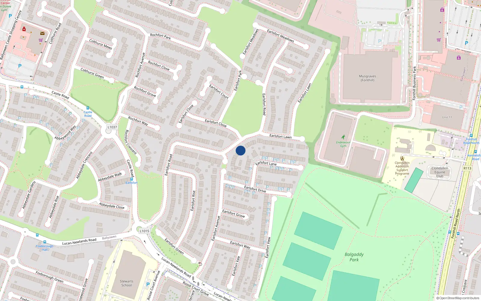 Overhead map showing the location of 78 Earlsfort Road, Lucan, Dublin