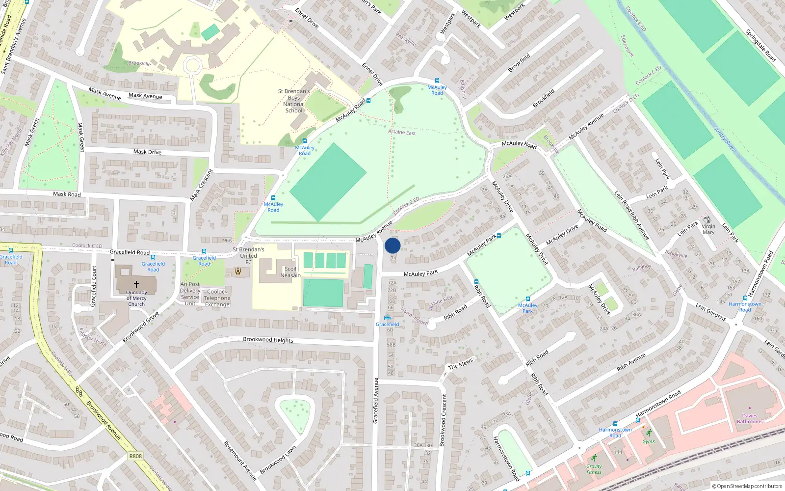 Overhead map showing the location of 78 Grace Field Avenue, Artane, Dublin 5