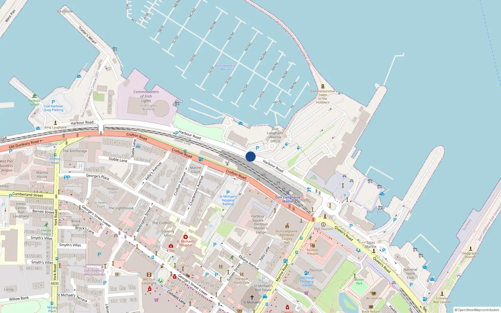 Overhead map showing the location of 78 Harbour Road, Dublin