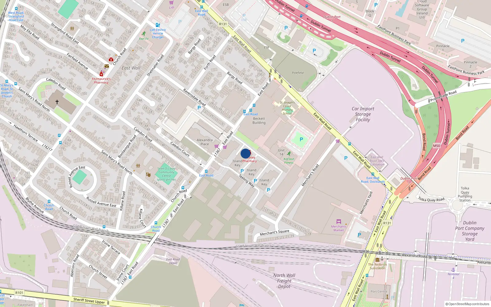 Overhead map showing the location of 78 Island Key, East Road, Dublin 3