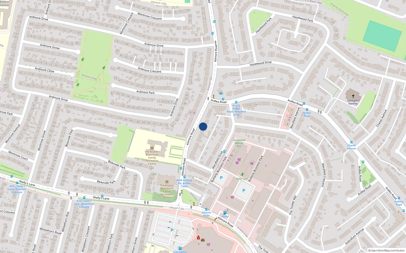 Overhead map showing the location of 78 Kilmore Road, Artane, Dublin 5
