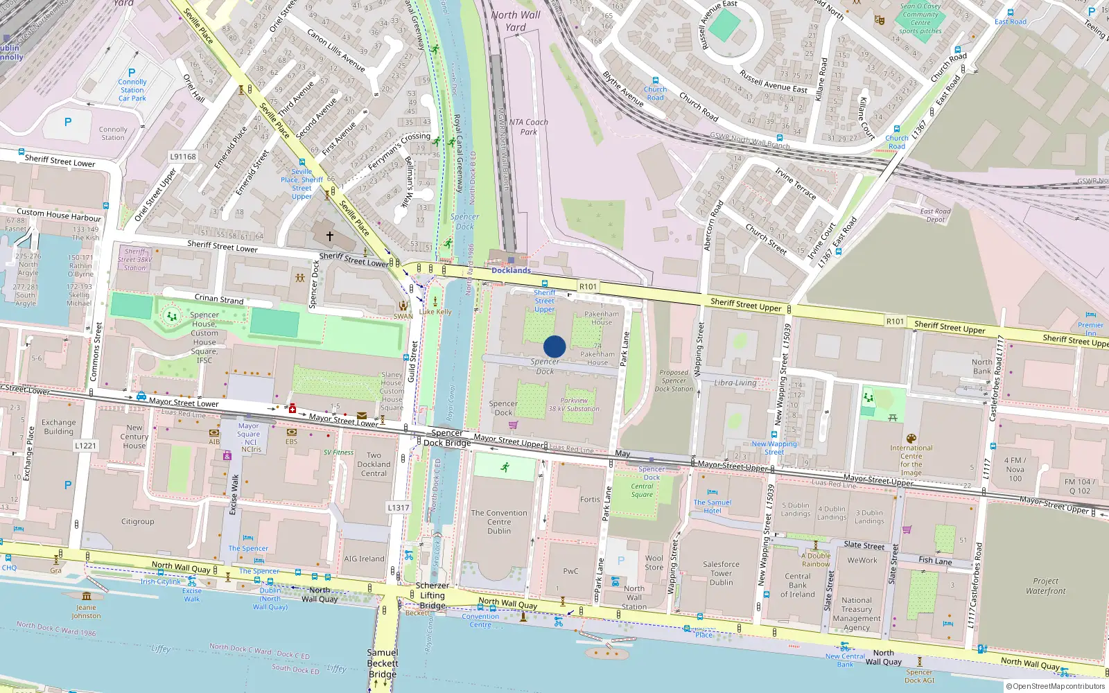 Overhead map showing the location of 78 Kirkpatrick House, Spencer Dock, Dublin 1