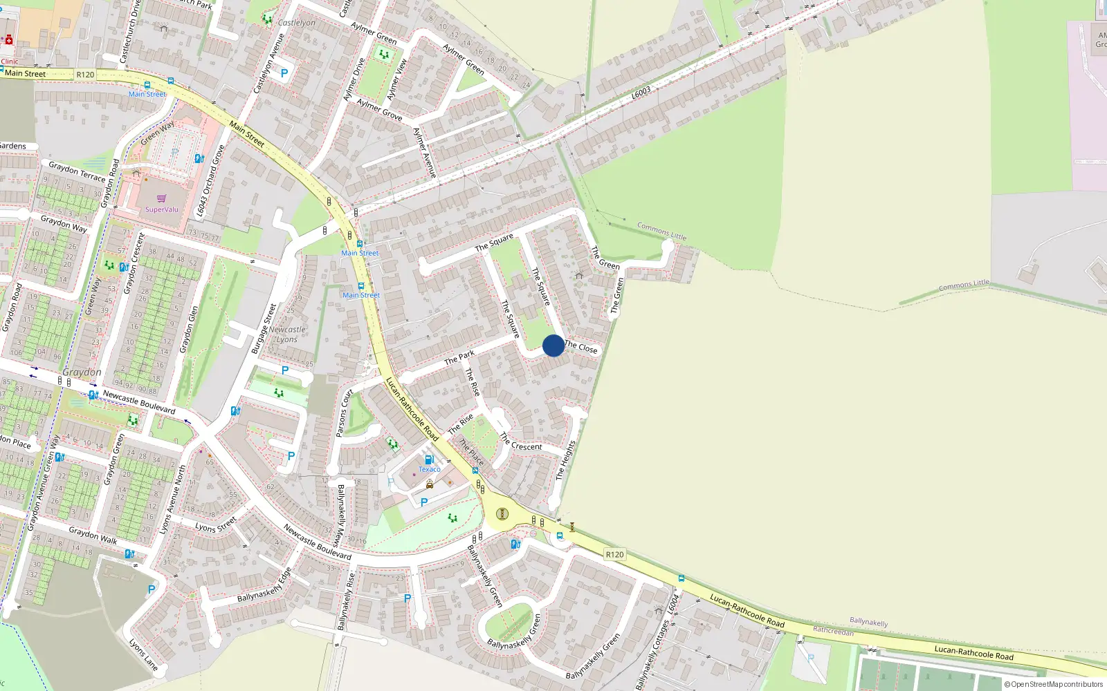 Overhead map showing the location of 78 Newcastle Manor Square, Ballynakelly