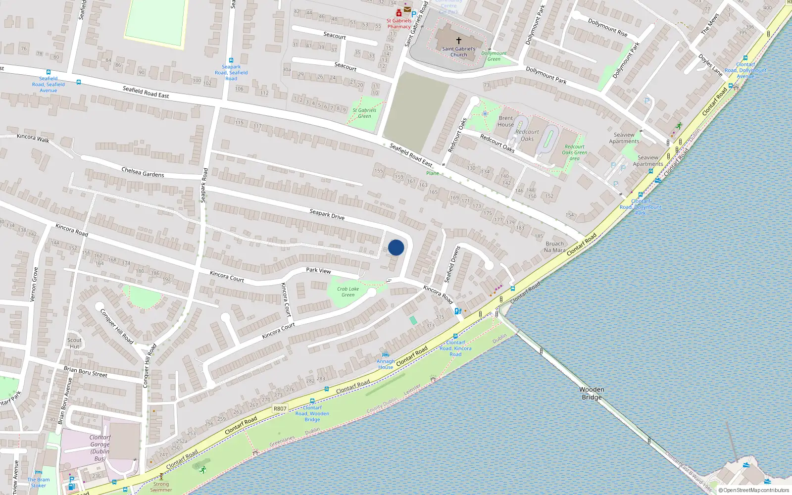 Overhead map showing the location of 78 Seapark Drive, Clontarf, Dublin 3