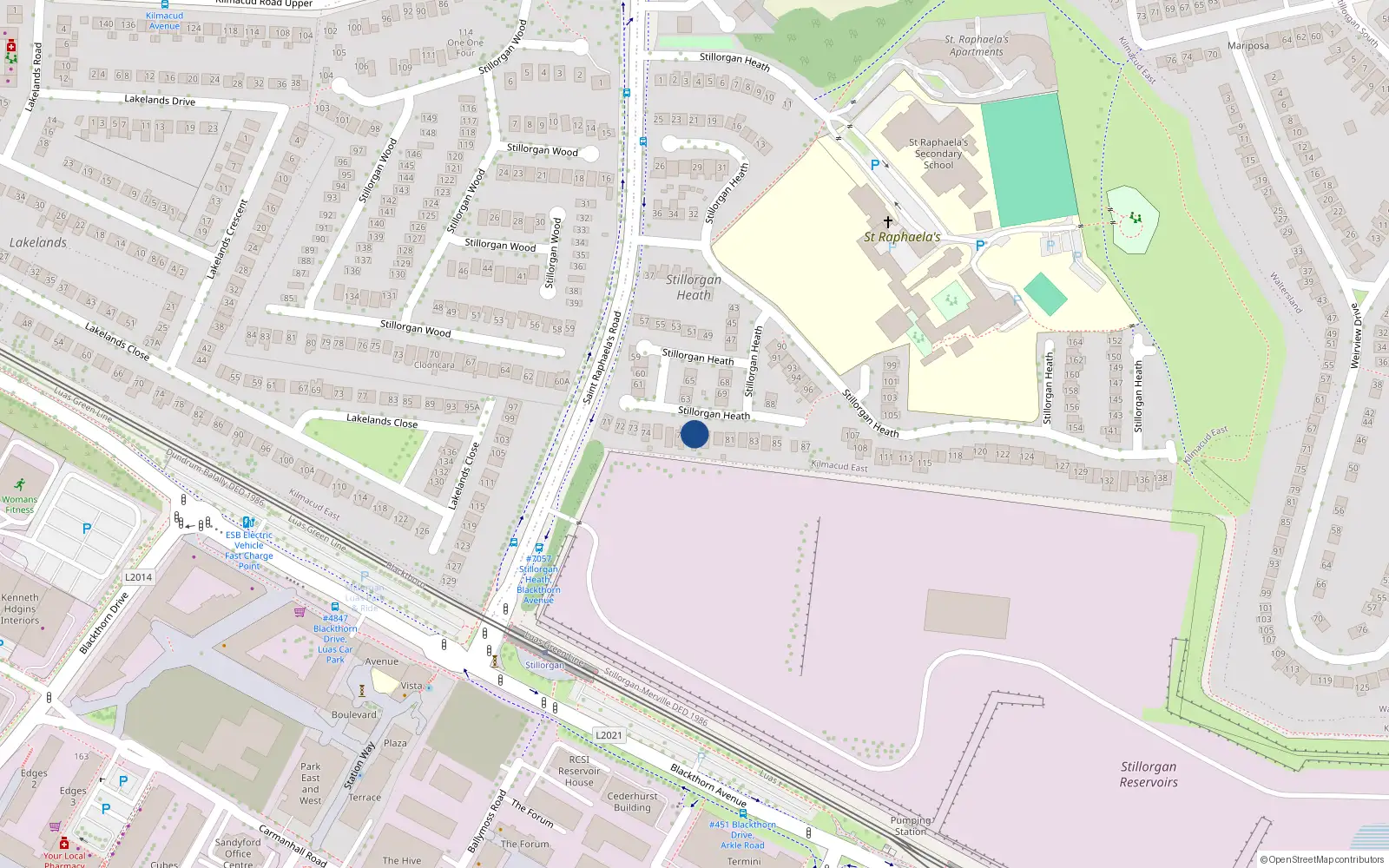 Overhead map showing the location of 78 Stillorgan Heath, Dublin