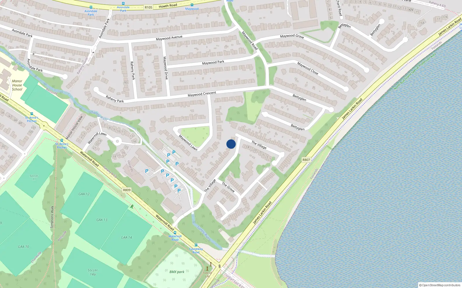 Overhead map showing the location of 78 the Village, Bettyglen, Raheny