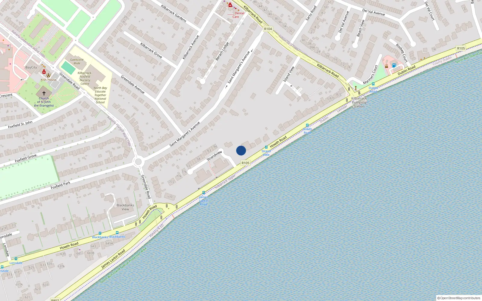 Overhead map showing the location of 788 Howth Road, Raheny, Dublin 5