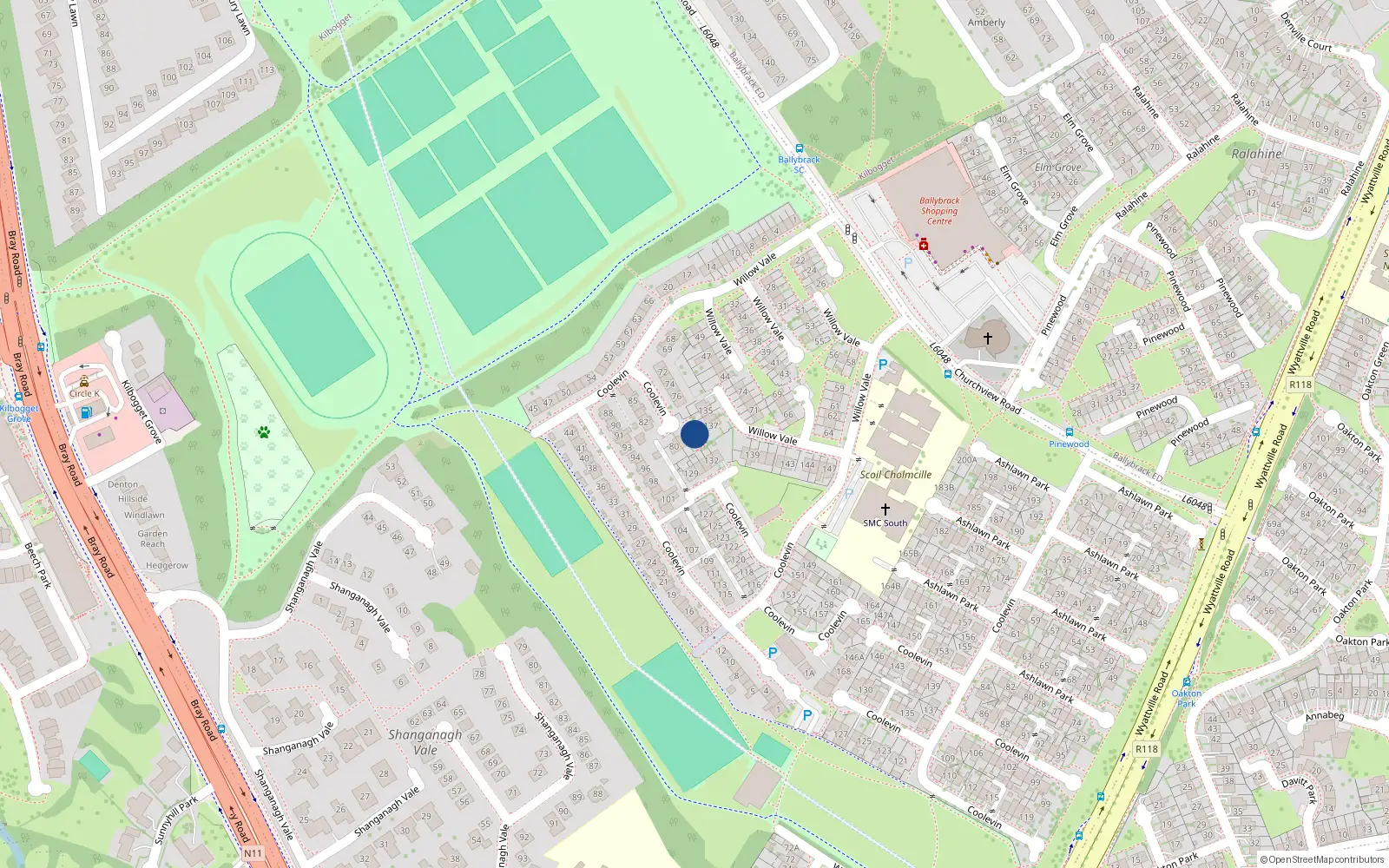 Overhead map showing the location of 78A Coolevin, Dublin