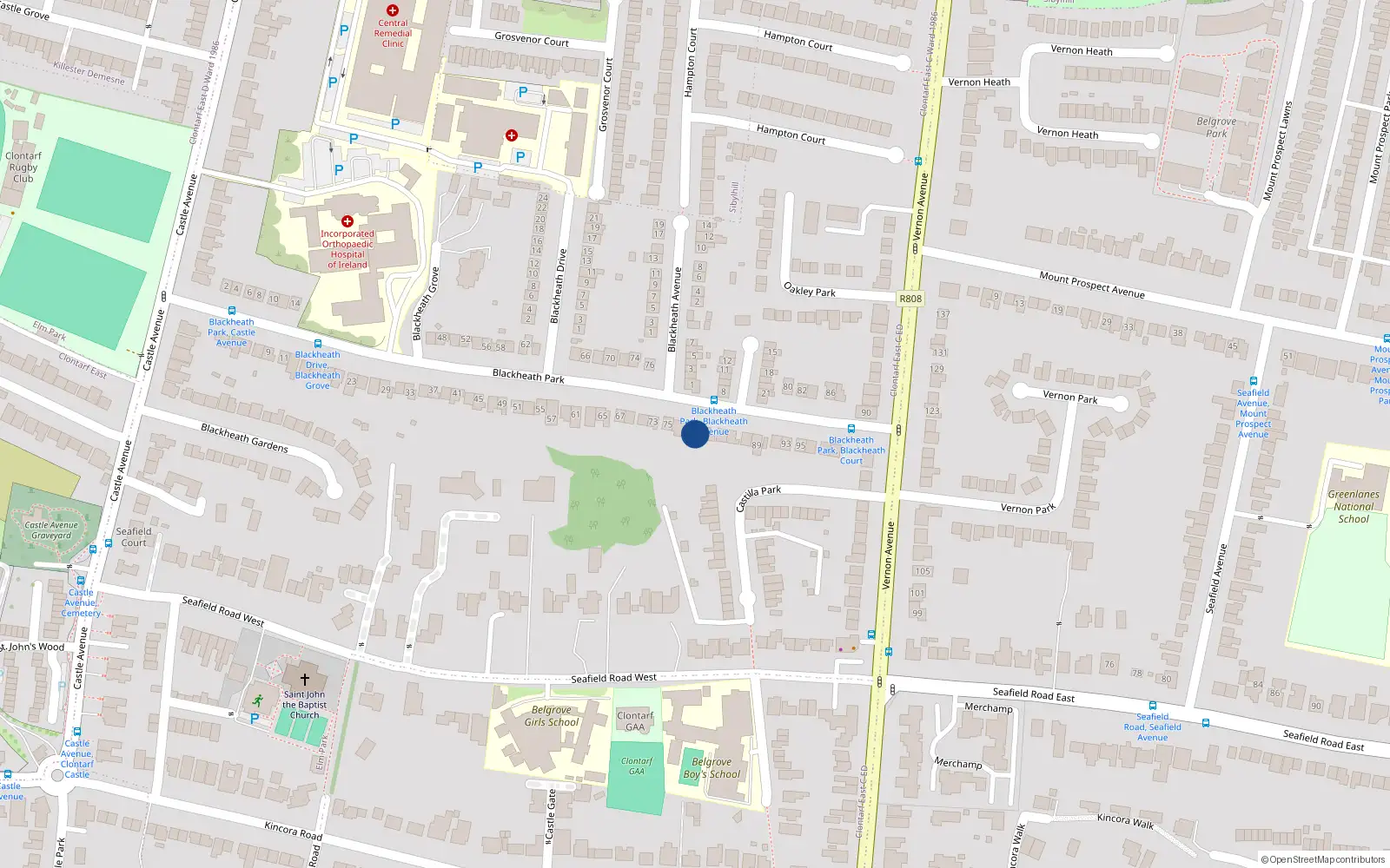 Overhead map showing the location of 79 Blackheath Park, Dublin 3