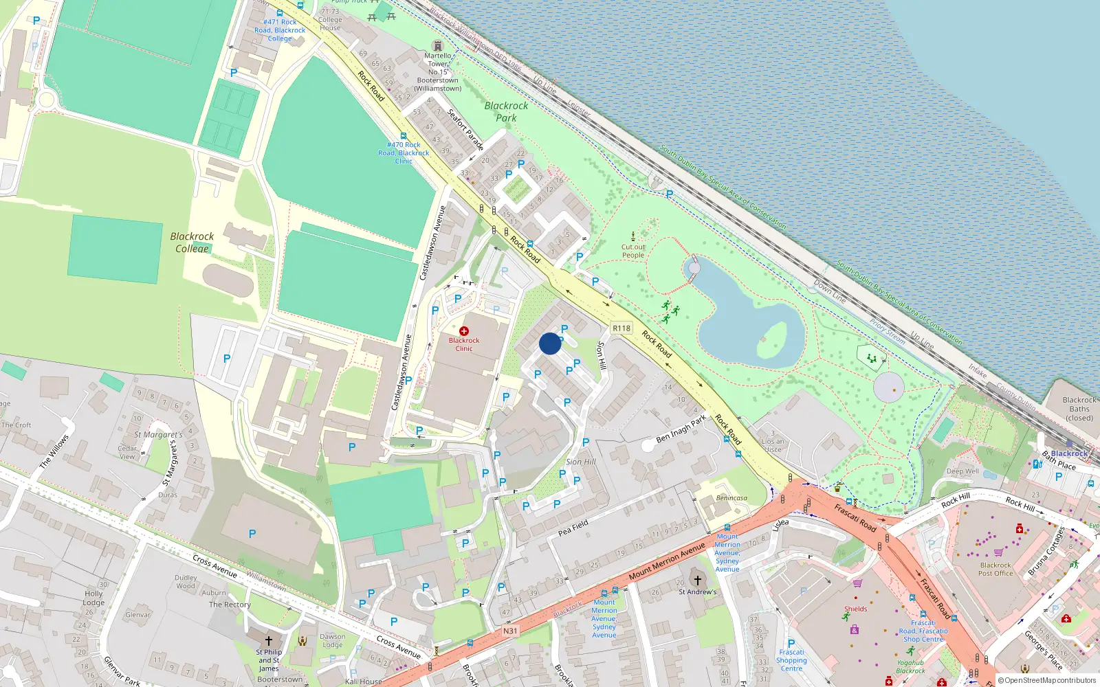 Overhead map showing the location of 79 Castledawson, Blackrock