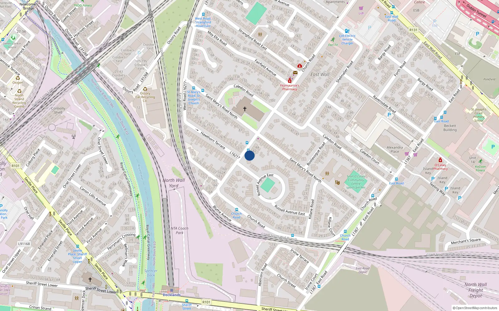Overhead map showing the location of 79 Church Road, Dublin 3