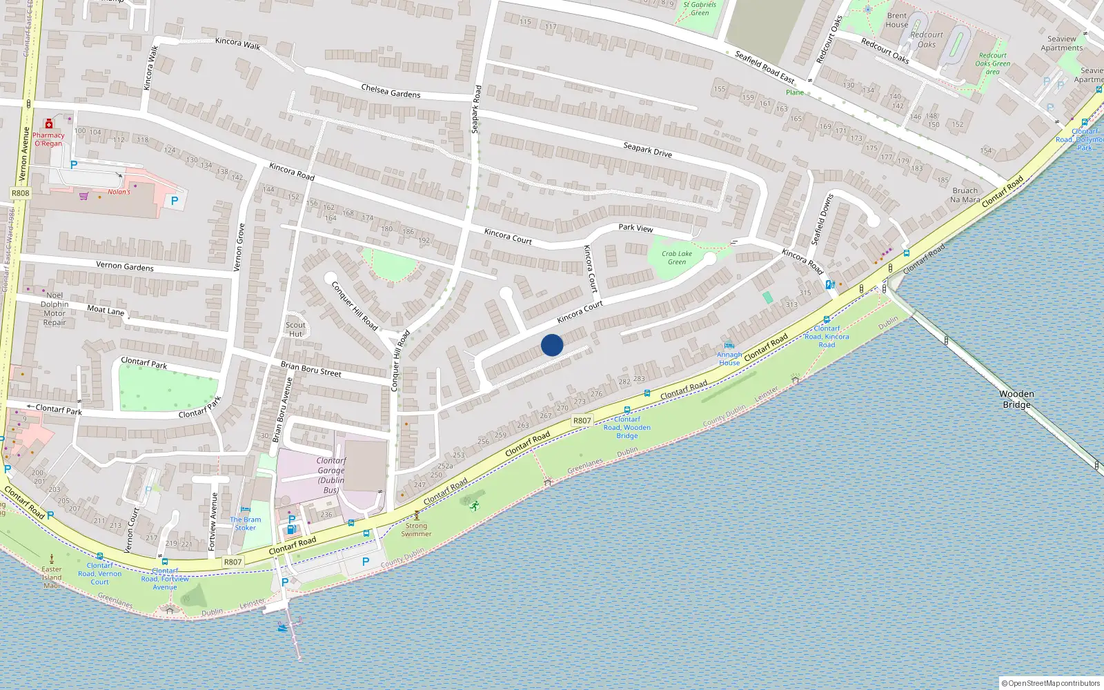 Overhead map showing the location of 79 Kincora Court, Dublin 3