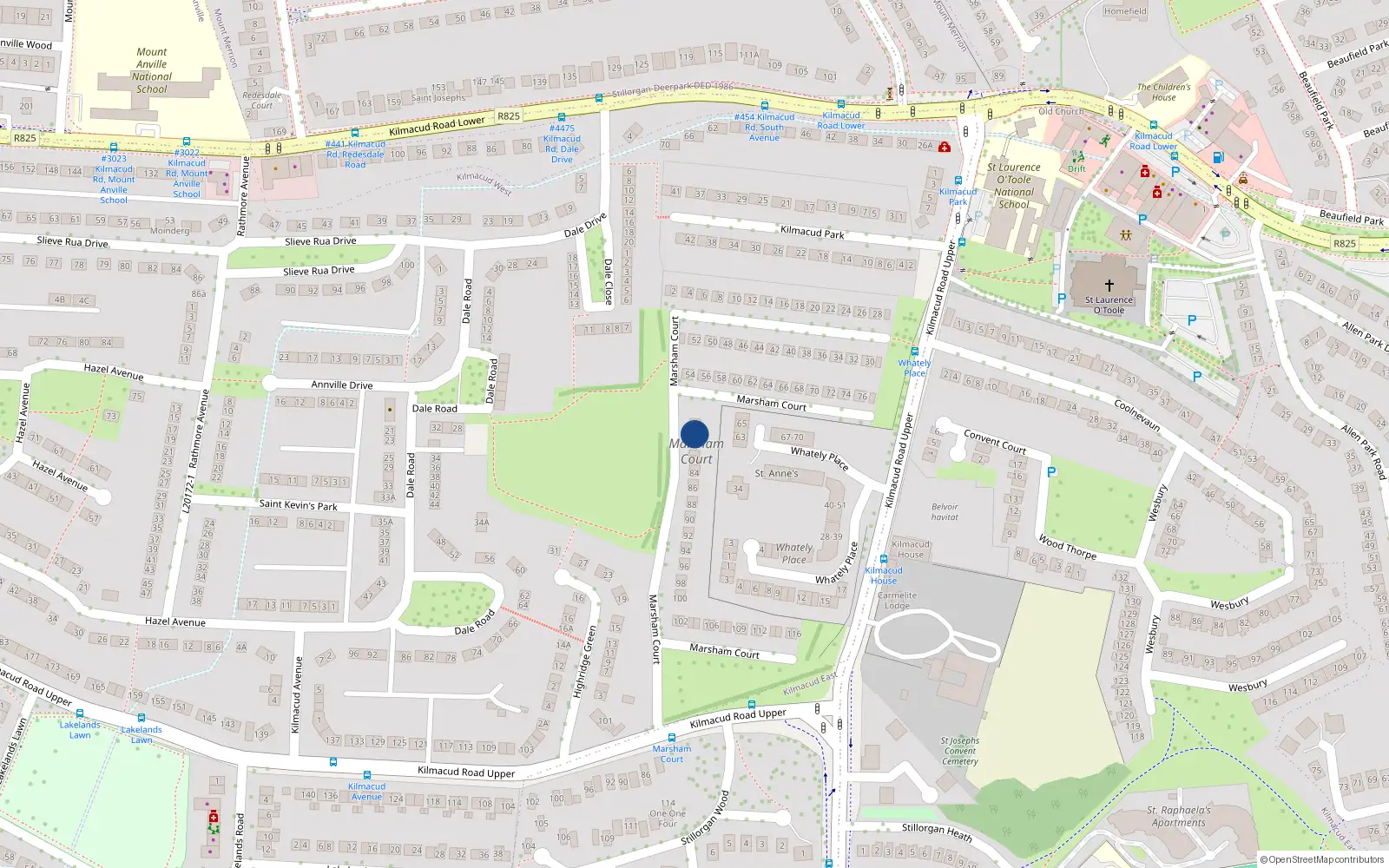 Overhead map showing the location of 79 Marsham Court, Blackrock